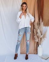 Definitive Button Down Pocket Blouse OLIV-001